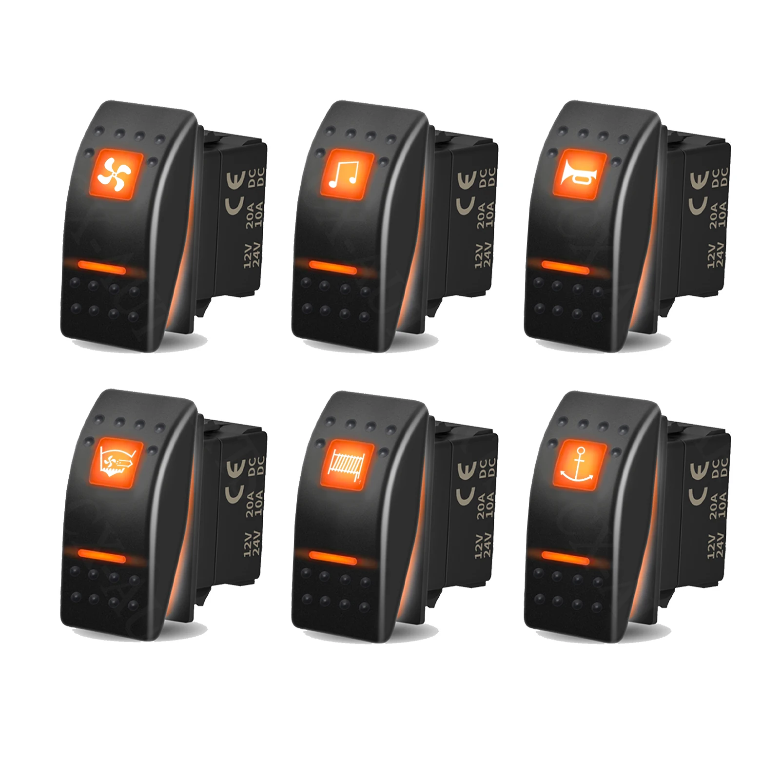 12V 24V Marine Rocker Switch Amber Light ON OFF / (ON) OFF (ON) / (ON) ON Switch for Can AM Polaris RZR XP Maverick X3