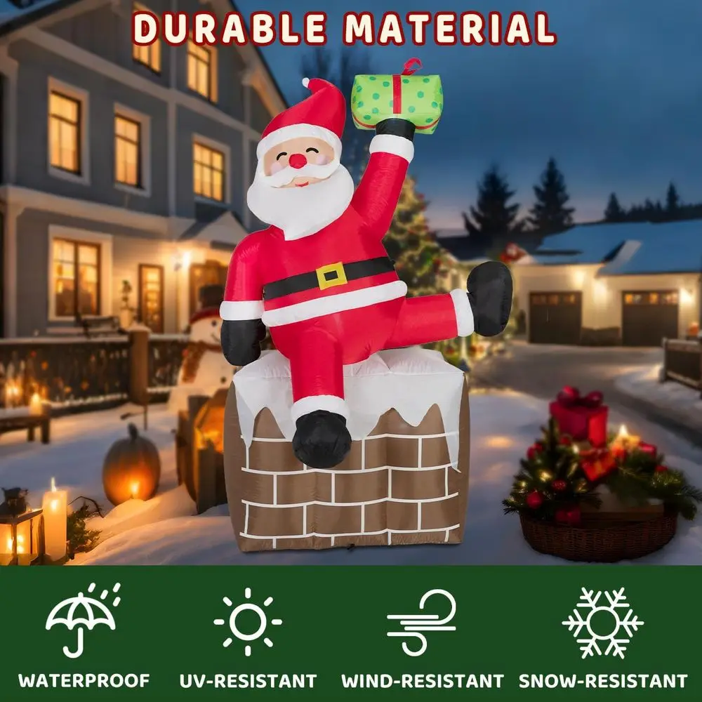 8-Foot LED Lighted Santa Claus Inflatable for Outdoor Christmas Decorations, Suitable for Yard, Lawn, or Garden