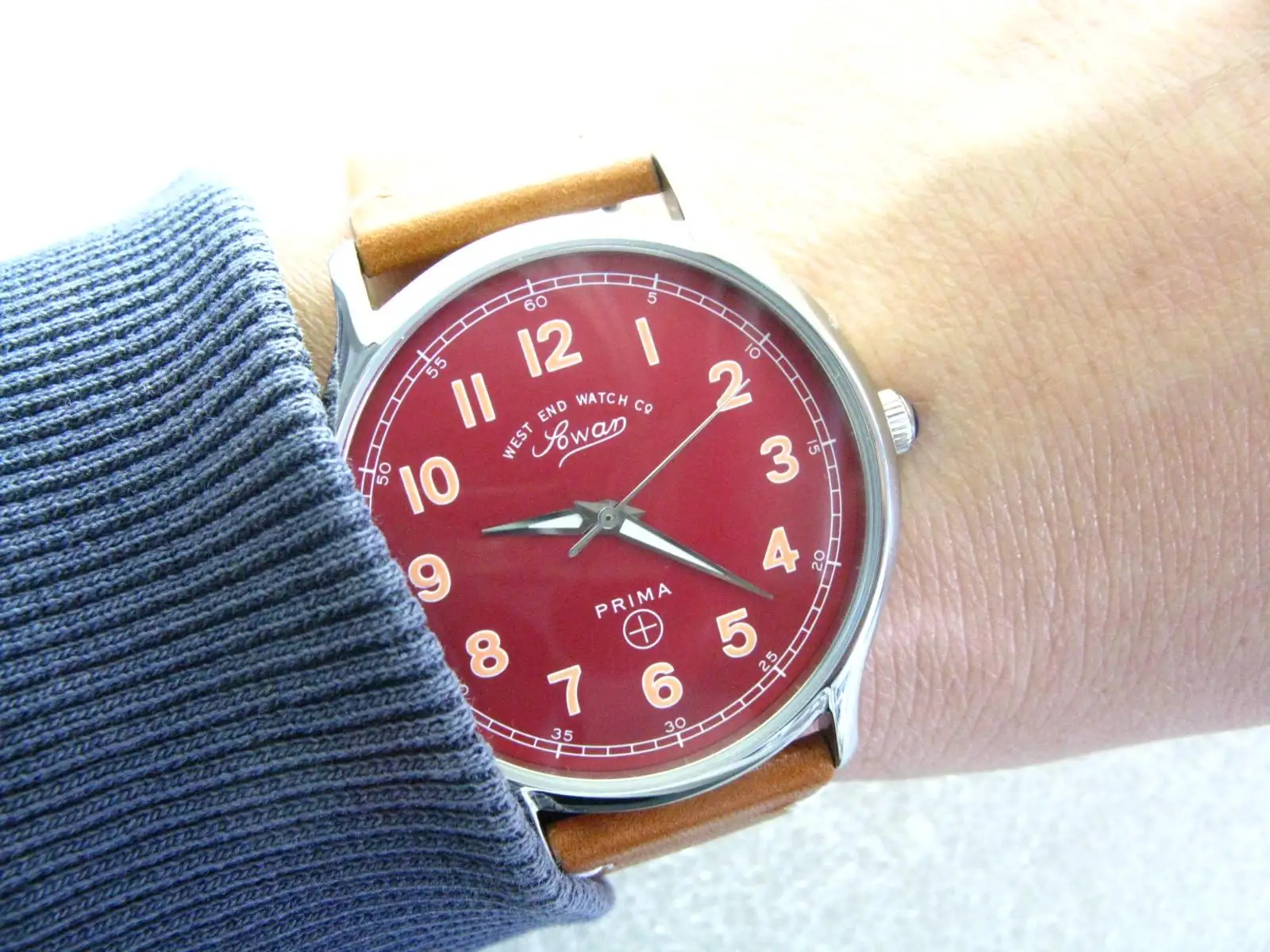 West end Sowar Red dial (Track scale)brand-new Quartz ultra-thin men\'s Military watch