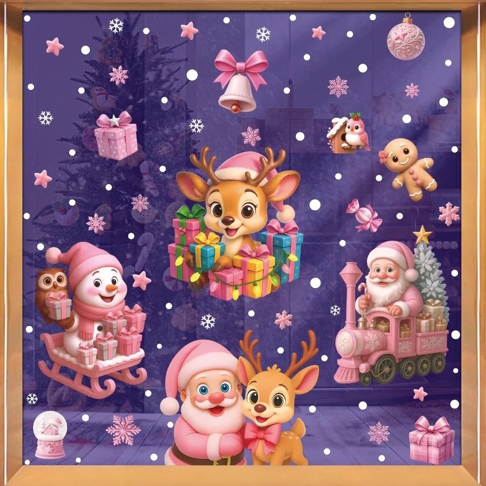 ملصقات نافذة PVC قابلة للإزالة، ملصقات سانتا كلوز الرنة لعيد الميلاد، ندفة الثلج، نوافذ زجاجية، ديكور نافذة عيد الميلاد #2