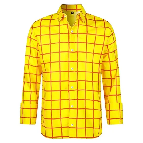 Imagen 1 del producto Camisa de manga larga a la moda para hombre, informal, Color a cuadros, novedad de verano, camisa con solapa estampada en 3D, ropa Unisex para hombre y mujer, Tops