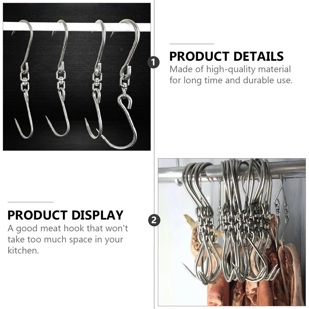 

Stainless Steel Hook Rotatable Meat Storage Bacon Ham Kitchen Hanging Tool Pork Butcher Shop Restaurant Practical Home