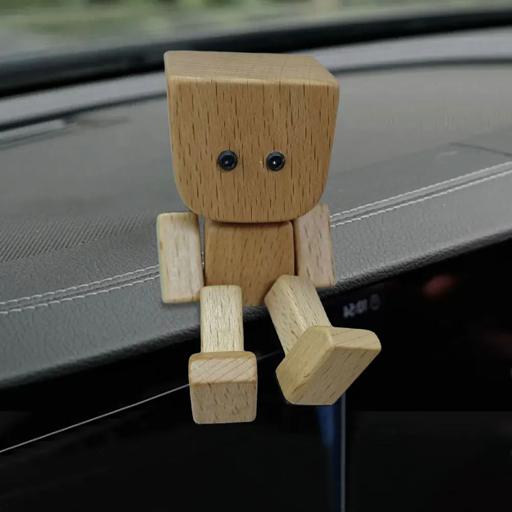 Charmante figurine en bois avec jambe de printemps, petite figurine en bois oscillante, résistante à l'usure, sortie d'air, ornements de parfum pour décoration de bureau