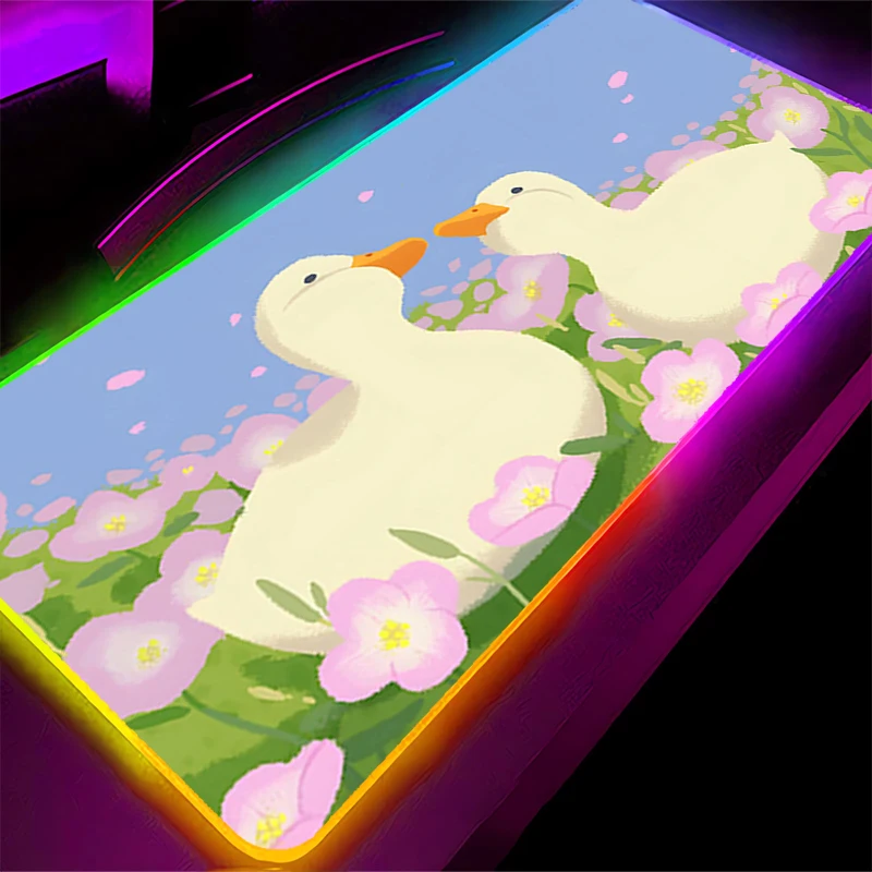 

RGB светодиодный коврик для мыши, резиновый коврик для мыши с рисунком, игровой коврик, аксессуары для ПК, настольный коврик, нескользящий коврик для стола, офисный коврик для клавиатуры с уткой