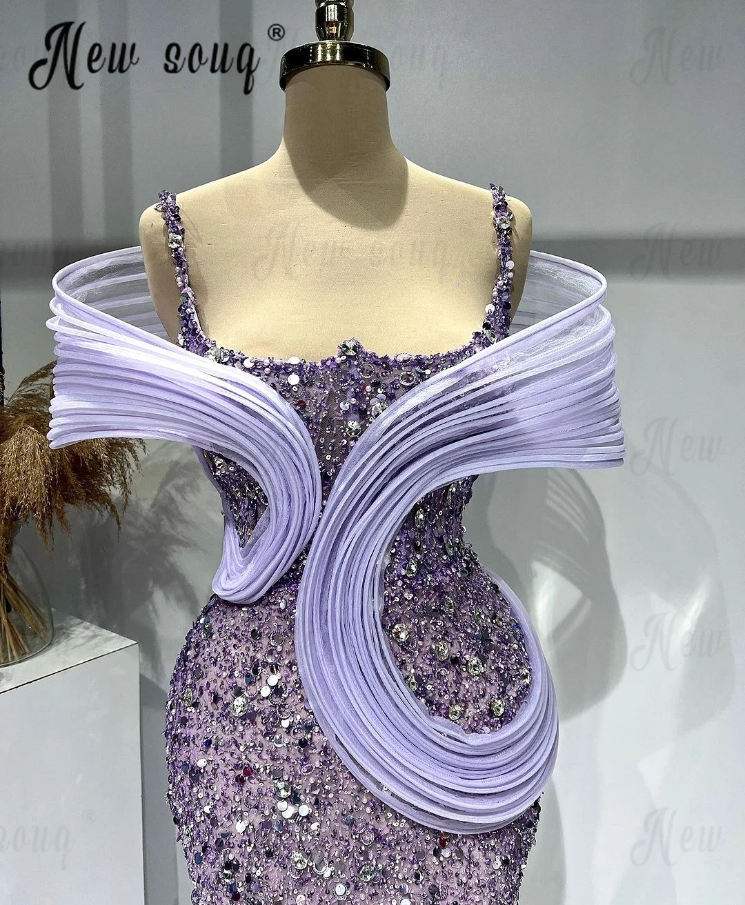 Chic Purple Sequins Party Dress Spaghetti Straps Beading Cocktail Dress Sexy Square Neck Formal Prom Dresses فساتبن سهرة فاخرة