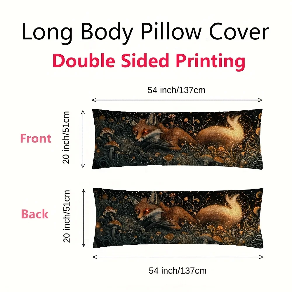 1pc Luminous Fox Tail Print Luxury Pillowcase, 50.8x137.16 cm, Suitable for Modern Home Living Rooms, Beds, and Sofas. Easy to C