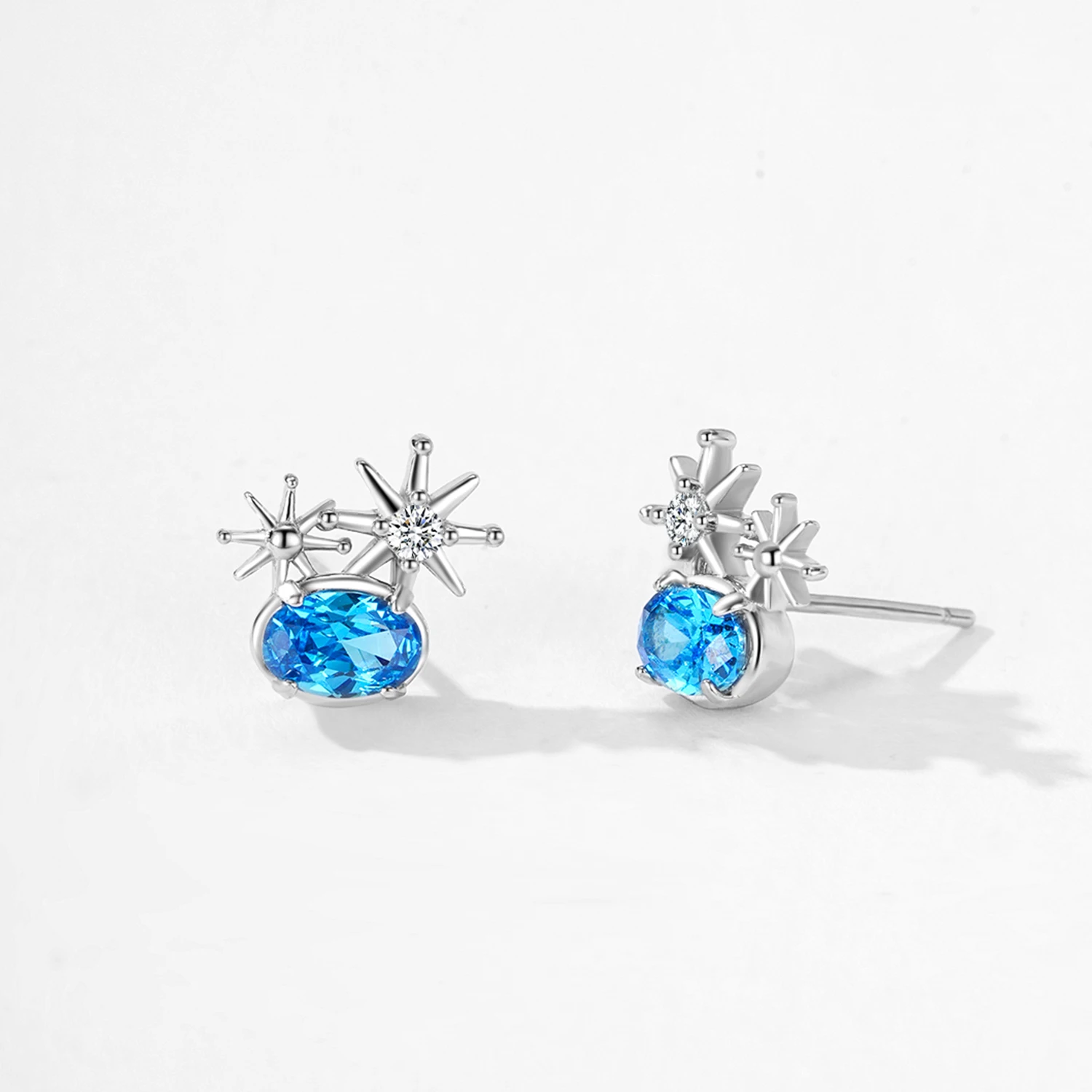 

Серьги-гвоздики Ailmay из стерлингового серебра 925 пробы с голубым топазом в форме звезды и солнца для женщин, подарок на годовщину, изысканные ювелирные украшения