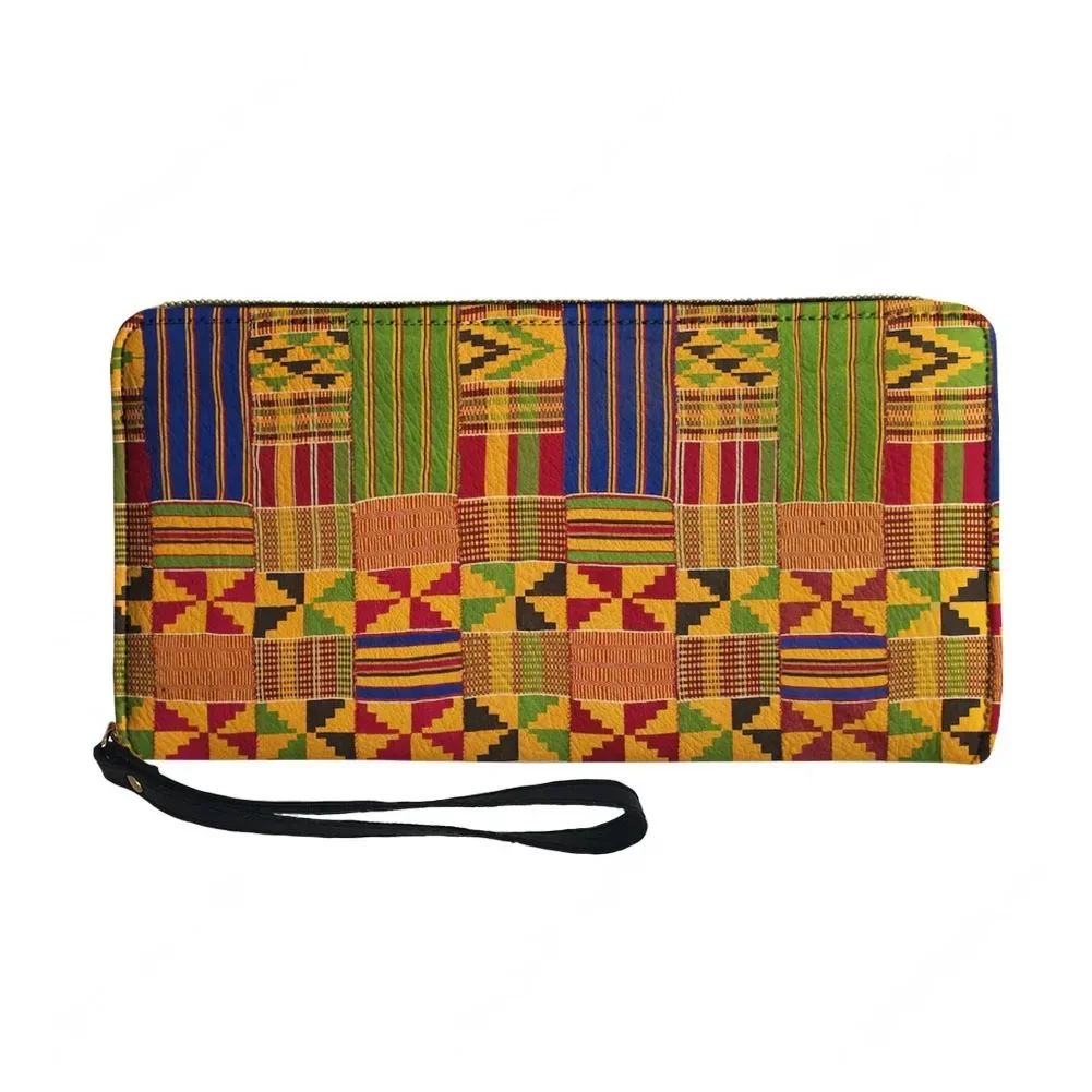 African Ethnic Culture Design Custom Wallet Purse Mens Womens Zipper Long Wallets Double Print  Portable Wallet Gift Bag