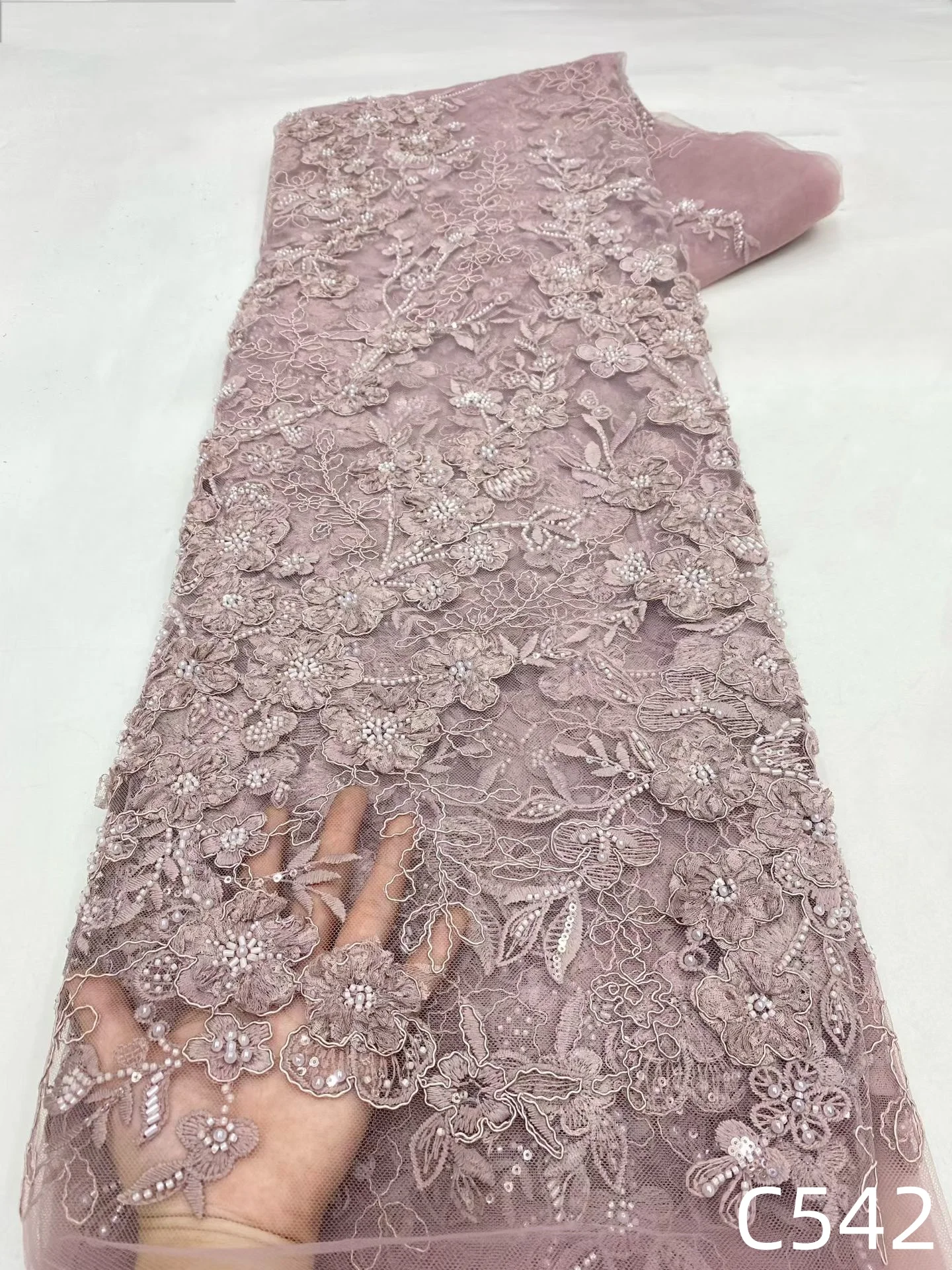 

Latest African Lace Fabric High Quality 2026 Sequins Groom French Mesh Lace Fabric Nigerian Tulle Lace Fabrics For Wedding Dress