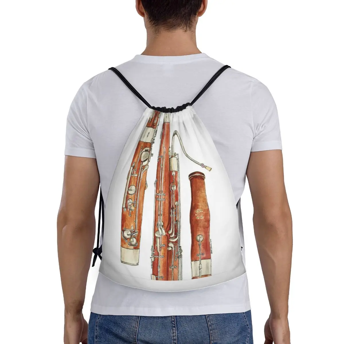 

The Bassoon Backpacks Casual Portable Drawstring Bundle Pocket Shoes Bag Book Bags For Man Woman School