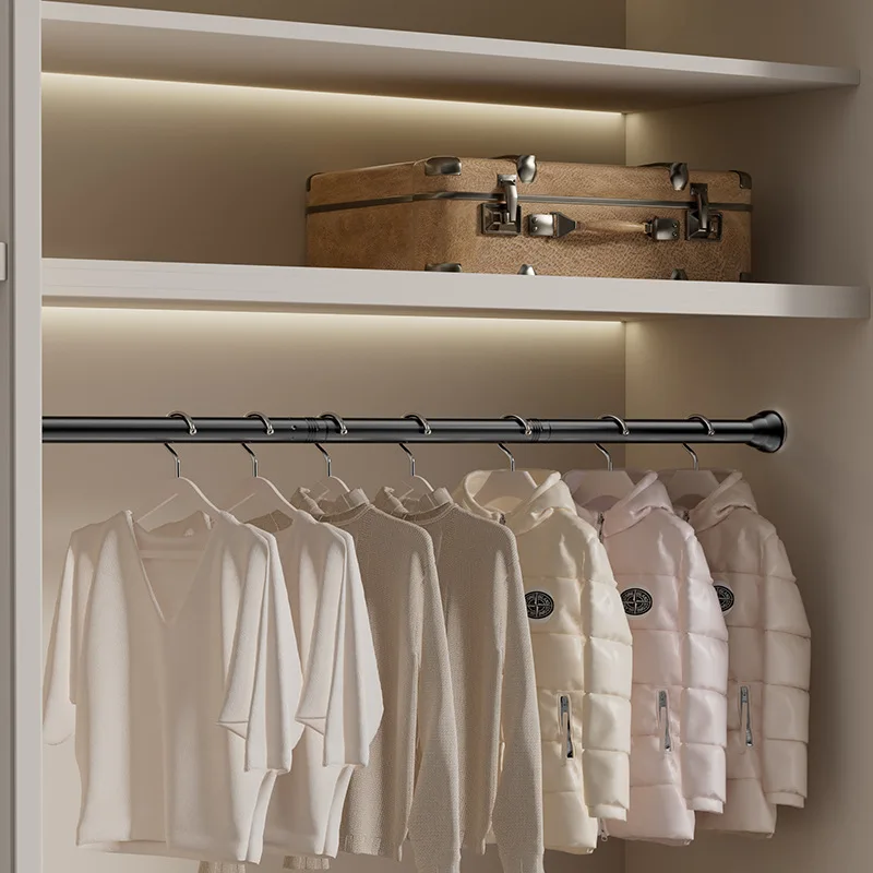 70-280 cm Adjustable Stainless Steel Drying Rack Without Drilling Telescopic Rod Curtain Rod for Balcony Bathroom view 3