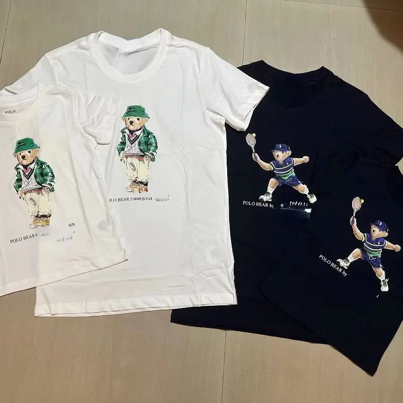 

Bear Cotton Printed Short Sleeves Summer Men's and Women's Cotton Short Sleeves Children's T-shirts Trendy Brand Fashion