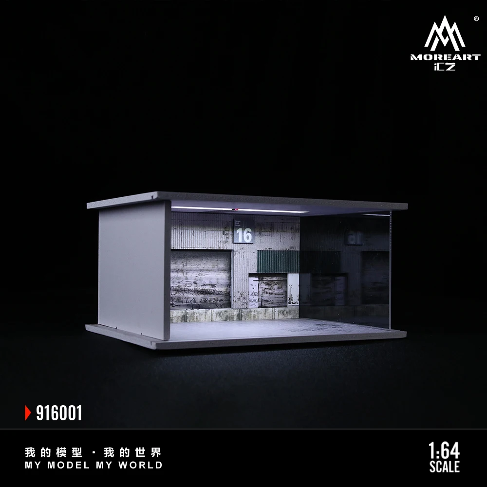 Moreart 1/64 New Series Lighting Version Scene Model No.16 Warehouse Repair Shop Car Friends Gifts Collect Ornaments