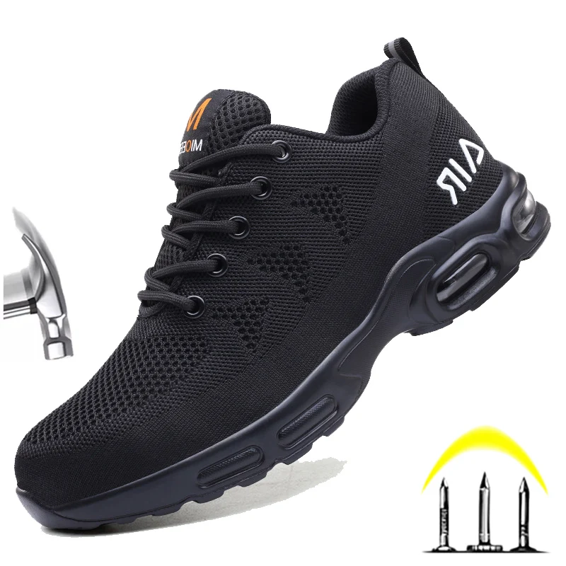 New Mens Safety Shoes Anti-smash Anti-puncture Work Shoes Breathable Lightweight Work Sneakers Indestructible Construction Boots