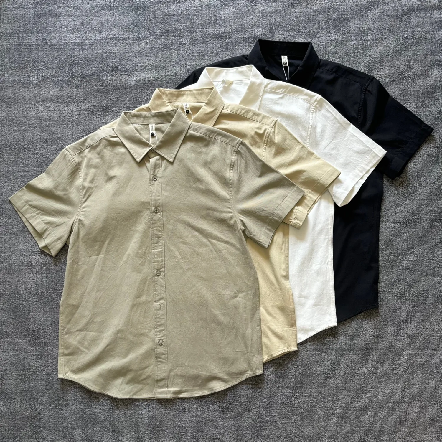 Simple short-sleeved shirt men's new summer loose casual solid color shirt youth summer jacket