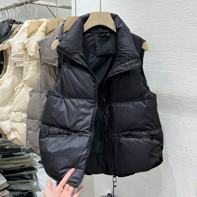 Women's 2026 Autumn Winter New Stand Collar Quilted Padded Vest Sleeveless Jacket Warm Chic Coquette Trendy Outerwear