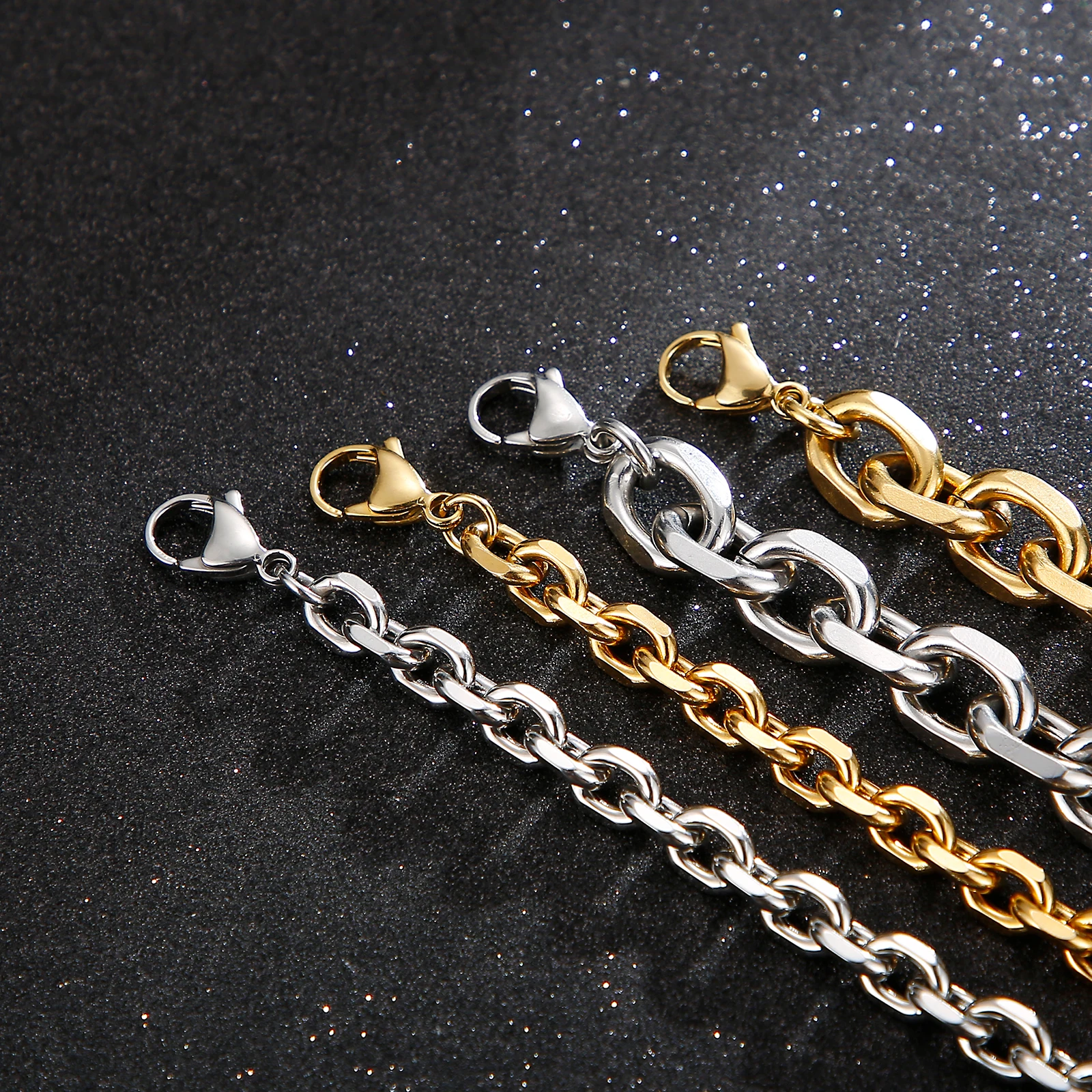 6/10mm Simple Electrolysis Oval Link Chain Necklace Bracelet - Stainless Steel 304 - KS136944-Z