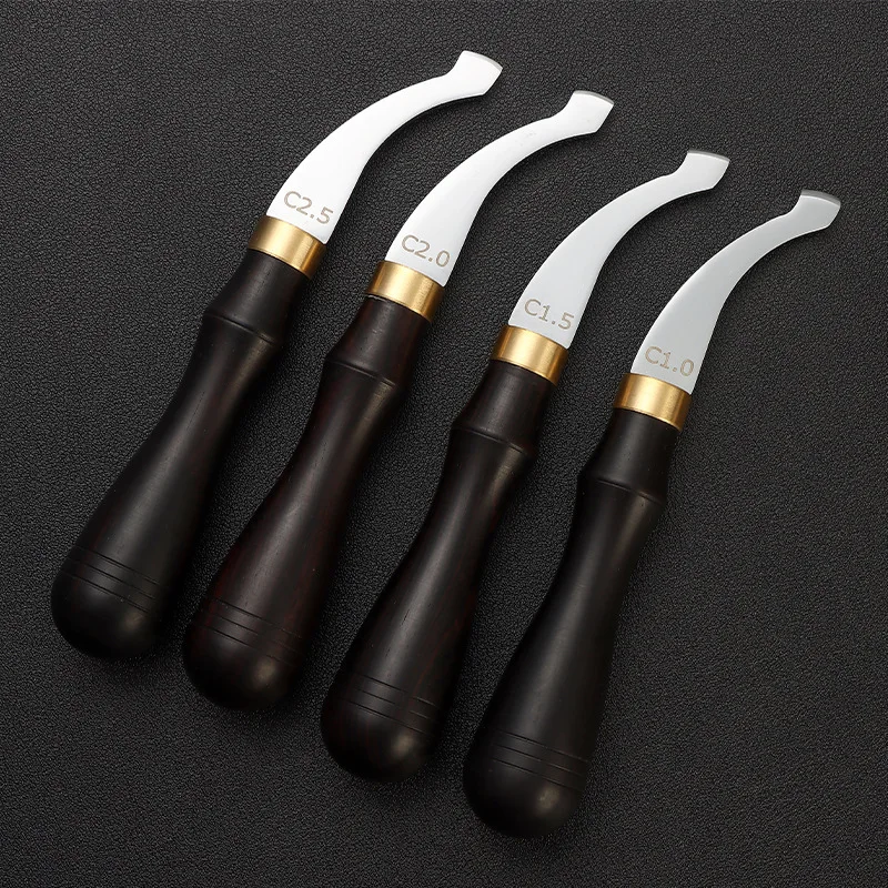 Leather Edge Creaser 1.0-2.5mm Ebony Handle Arched Edge Press Leather Trimming Line Marker DIY Leather Craft Tool