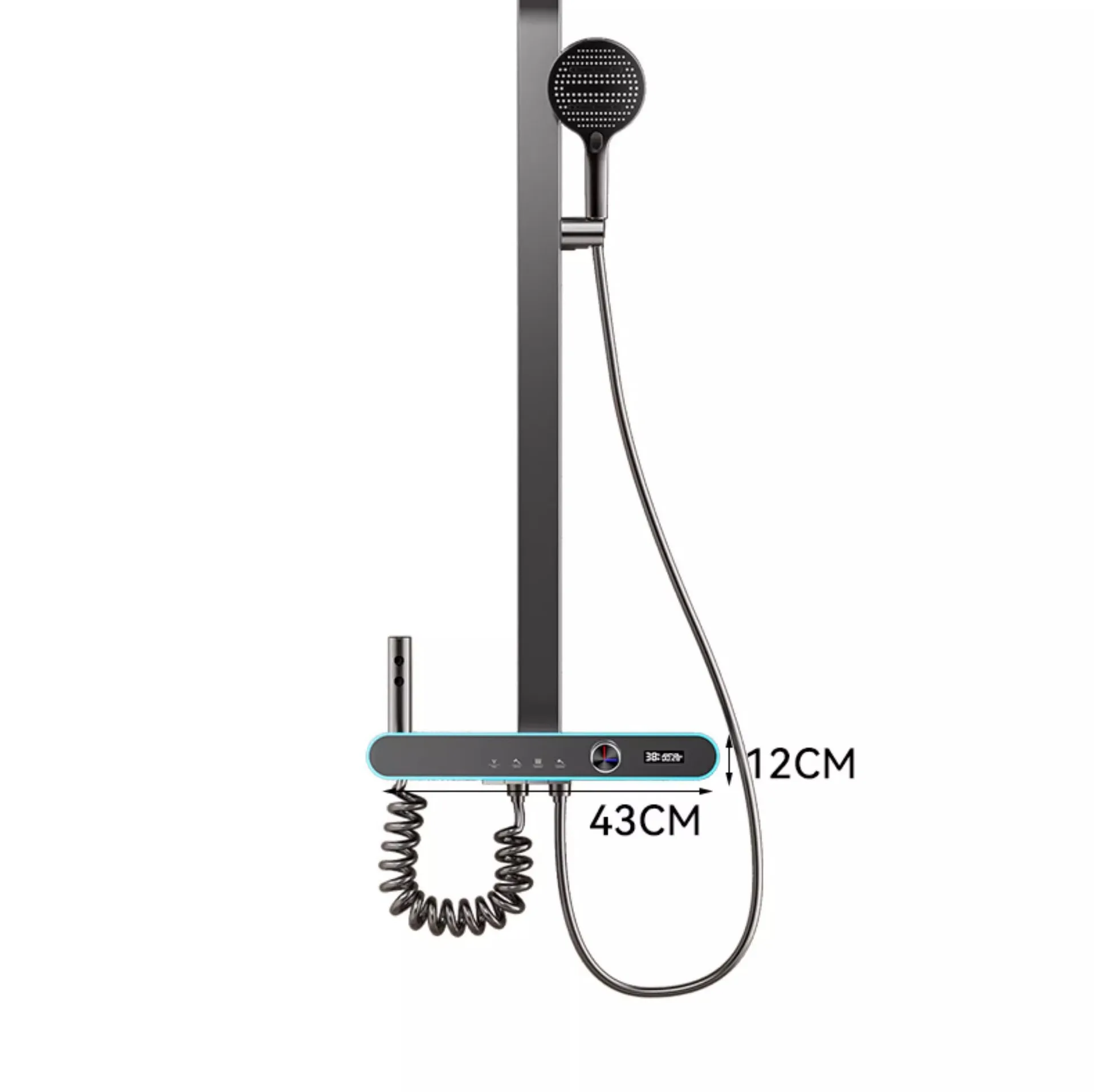 Solid Brass Thermostatic Shower Set Digital Display High Pressure 4 Mode Rainfall Handheld Combo Bathroom Fixture Large