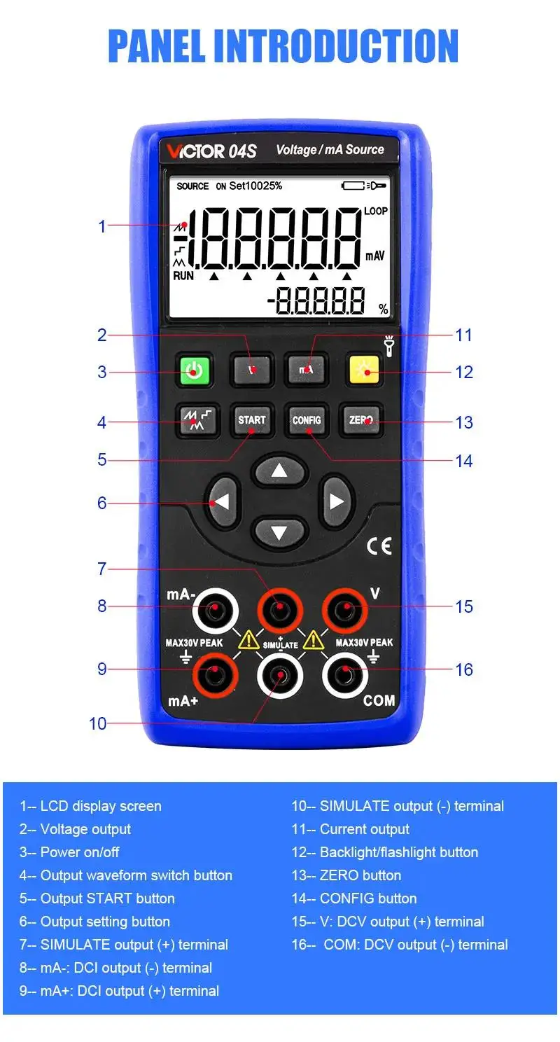 Victor 04S Voltage and Current Signal Generator Backlight Flashlight Analog Output Industrial Electrical Function SIMULATE Meter