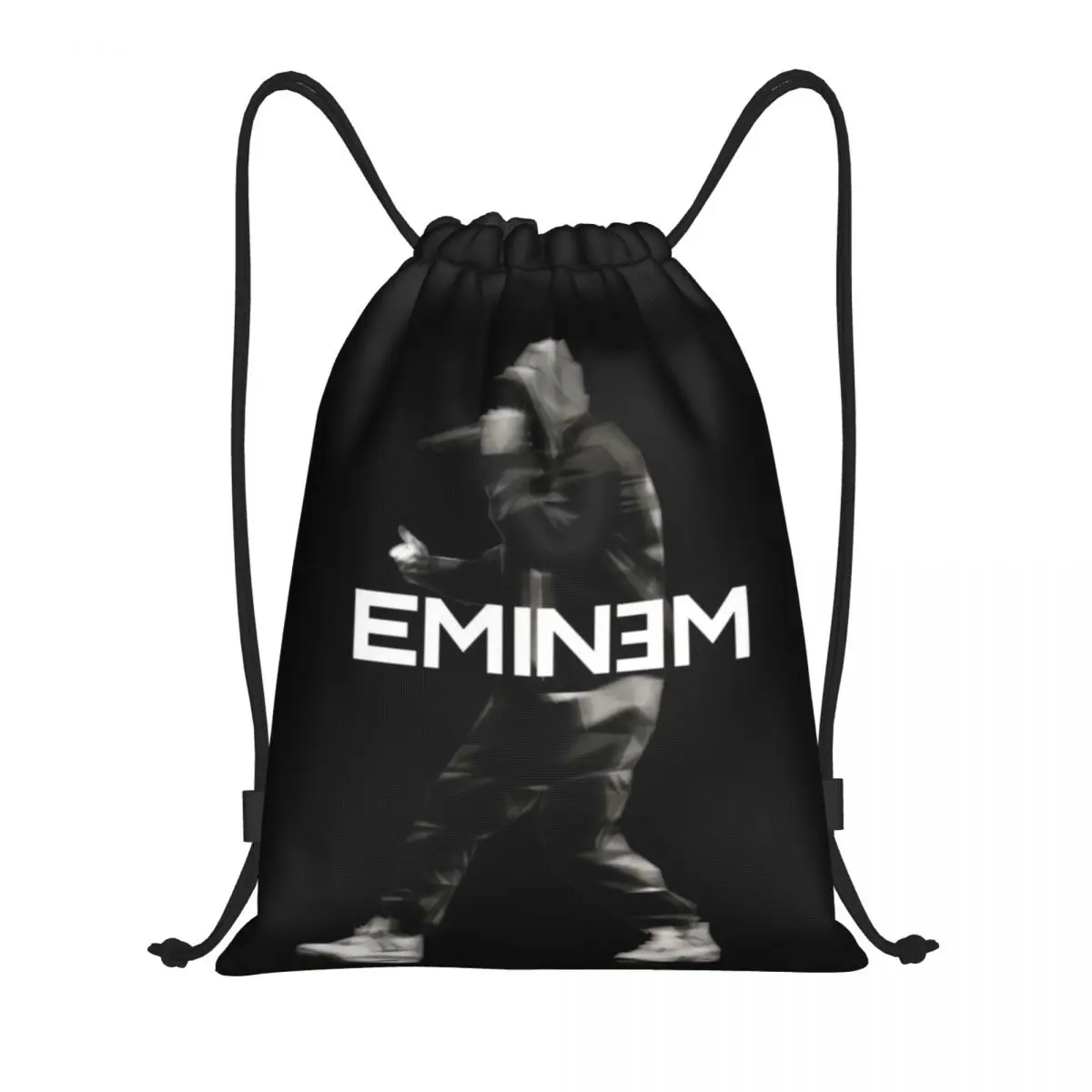 カスタムラッパー E-エミネム音楽アルバム巾着バックパックバッグ軽量ヒップポップ音楽ジムスポーツサックパック袋トレーニング用