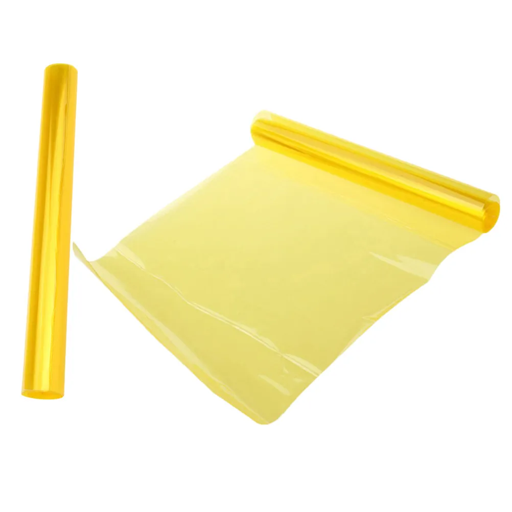 

30x180cm Yellow Headlight Vinyl Film Triple Layer Uv Resistant Night Visibility Boost Fog Light Tint Sticker Car Light
