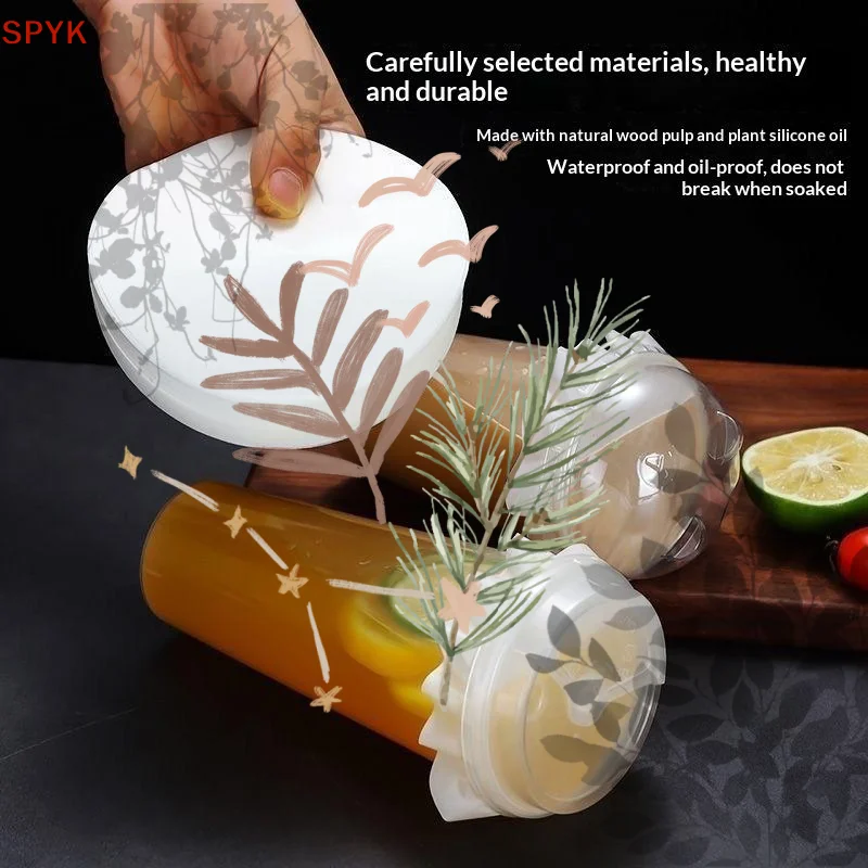 100 Sheets Cup Sealing Paper Film Coffee Tea Milk Drink Packaging Pads Leak Proof Paper Film Crimper Round Shape Bottle Sealer