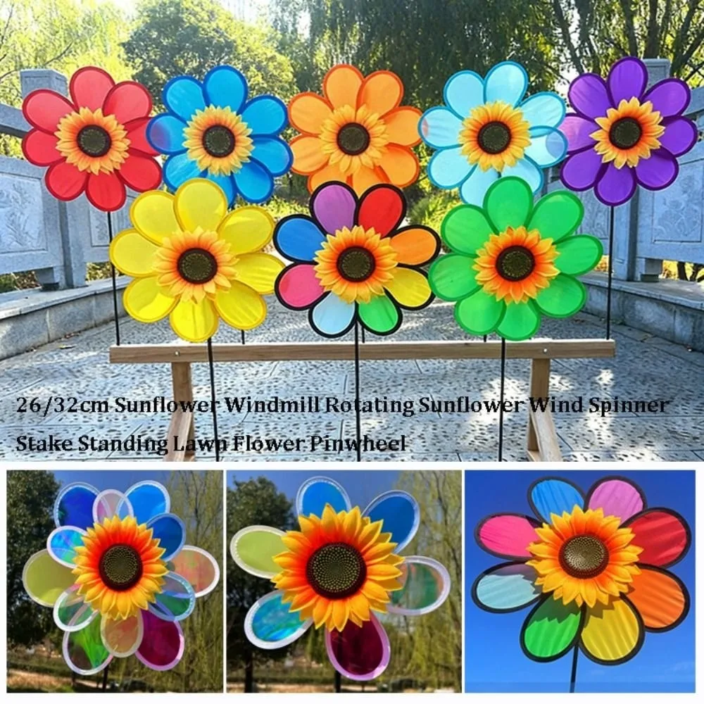 

Мультистильная ветряная мельница с подсолнечником, диаметр ПВХ, 26/32 см, колышек, стоячий газон, цветок, вертушка, садовый двор, ветровая вертушка