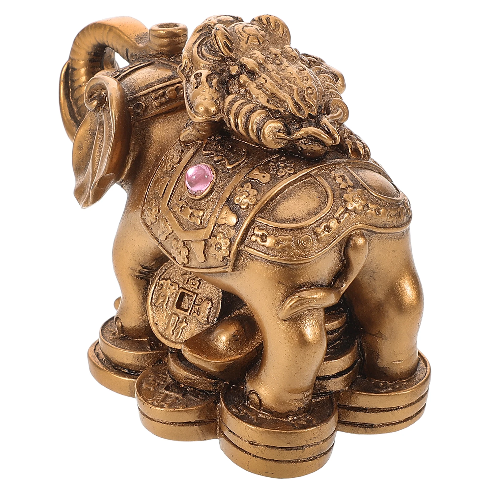 

1pcs Golden Toad Elephant Ornament Resin Statue Home Decor Figurine Wealth Attracting Office Craft Prosperity Symbol