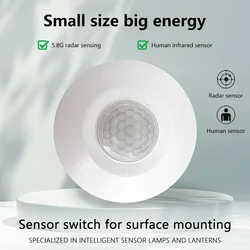 AC/DC24-265V PIR Super Slim Motion Sensor Light Switch Human Body Infrared Detector Ceiling Mounted 360 Degree Detecting Range