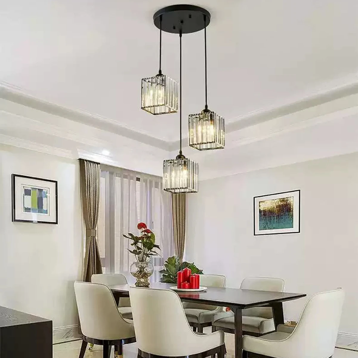 Three-head dining room chandelier: Modern minimalist Nordic light luxury, new trendy design, suitable for dining room, table&bar