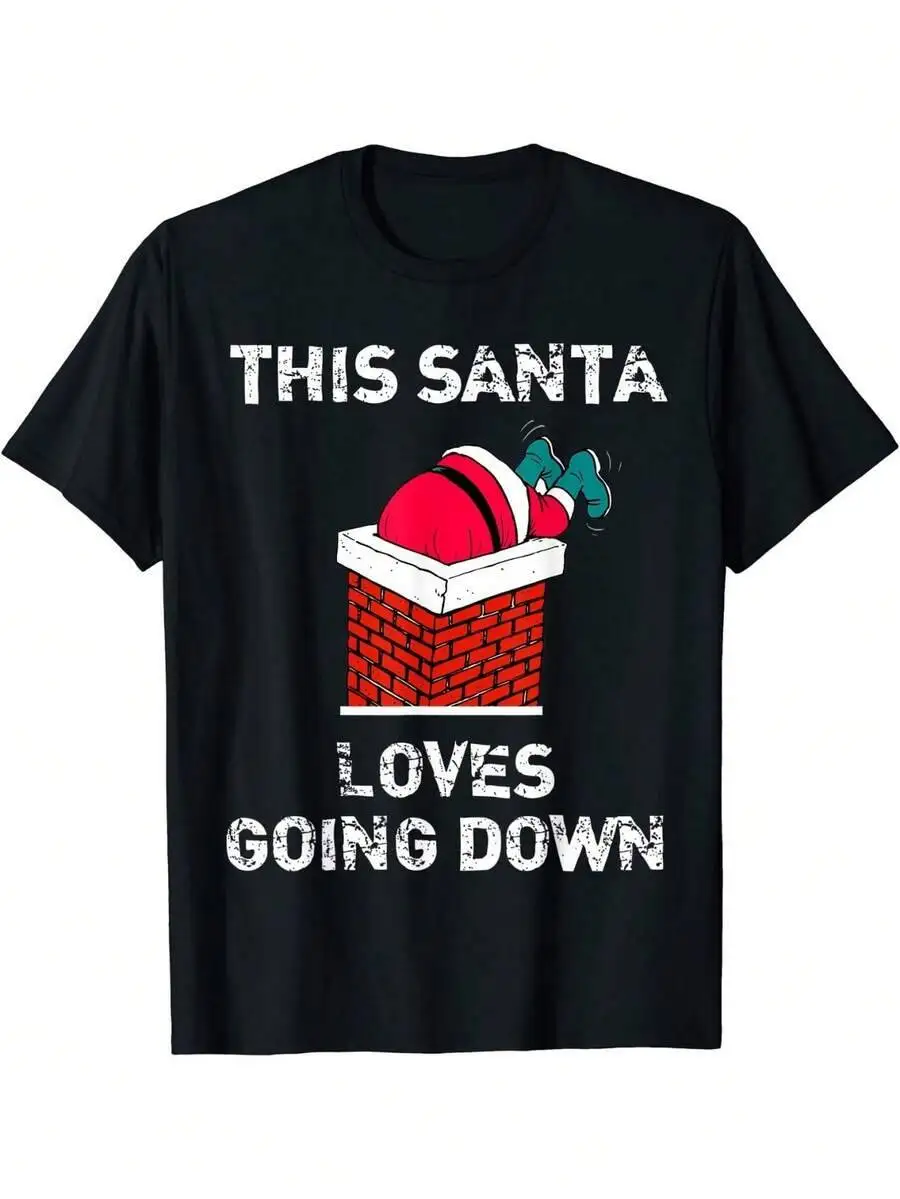 This Santa Loves Going T-Shirt - Funny Black Unisex Tee 100% Cotton Trendy Y2K Short-Sleeve Tee-Soft, Quick-Drying,