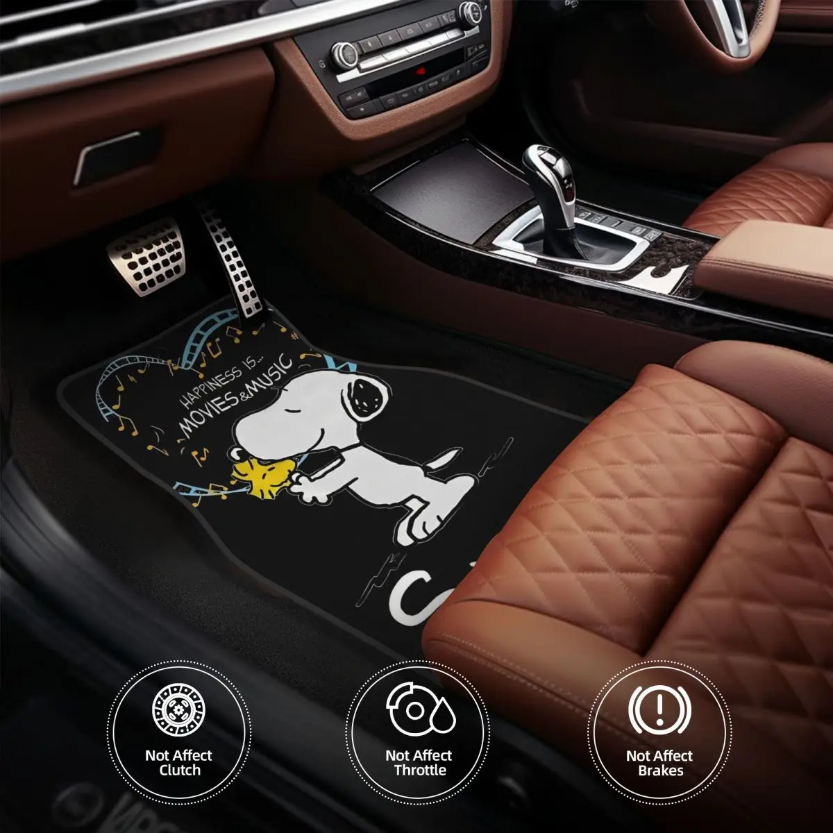 Woodstock Snoopys لطيف الكلاب الحصير سيارة السجاد مجموعة كاملة مقاوم للماء العالمي السيارات الكلمة حصيرة صالح لشاحنات SUV