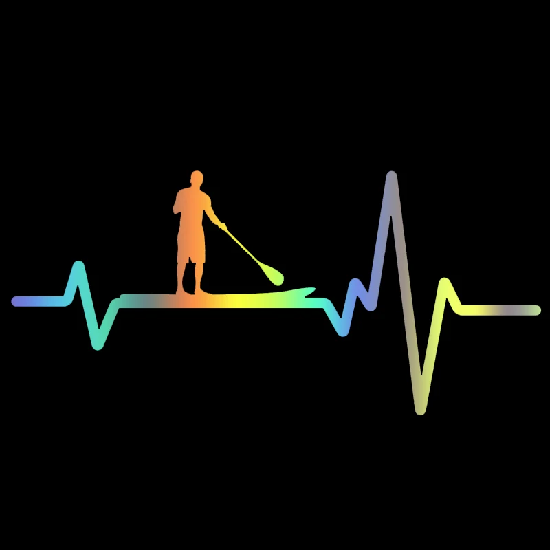 N516# Car Sticker Paddle Board SUP Stand Up Guy Heartbeat Vinyl Stickers Car Accessories Pegatinas Para Coche