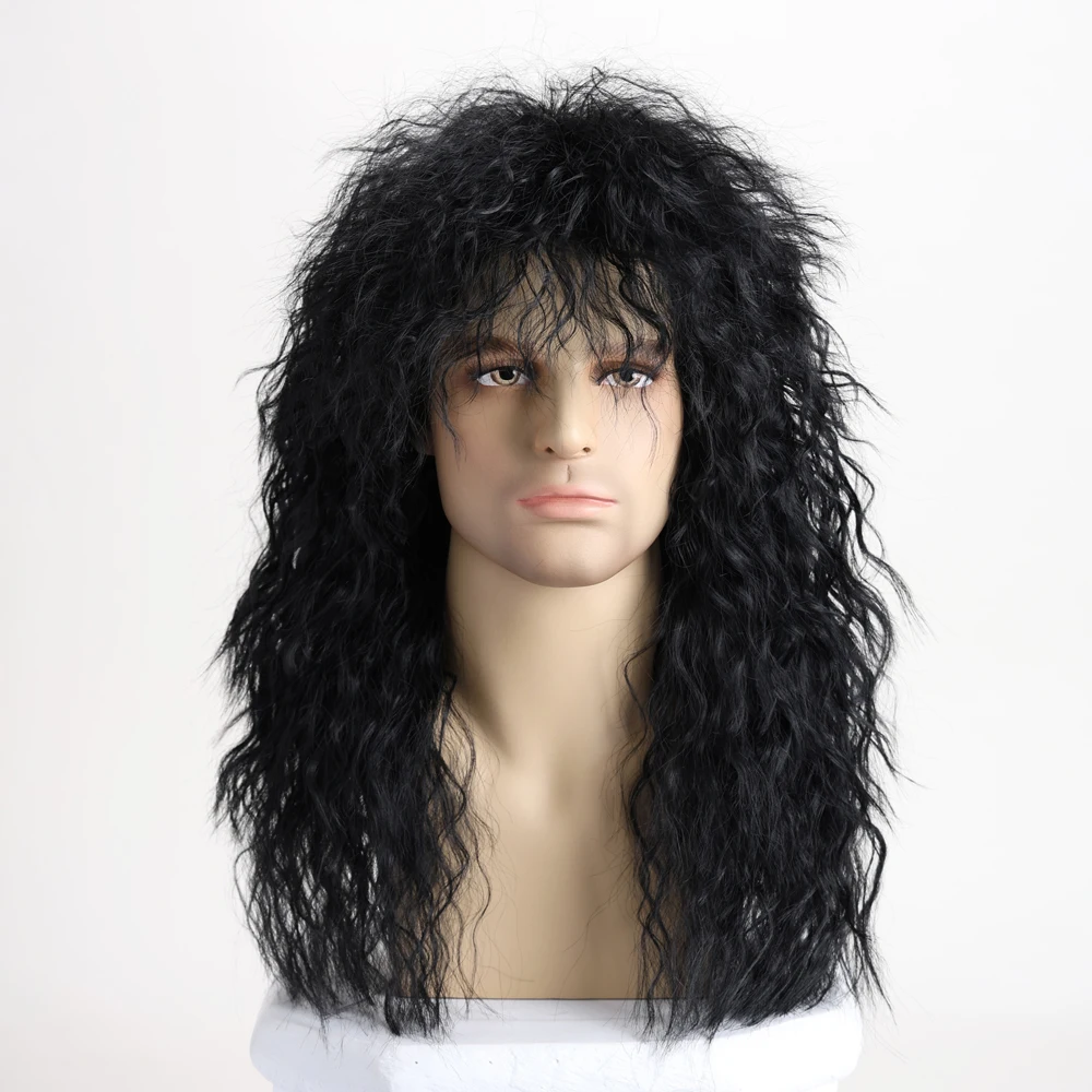 70s 80s Rockstar Synthetic Wig for Men Blonde Punk Fluffy Curvy Long Mullet  Wigs for Halloween Party Cosplay Rock Rockstar image 4