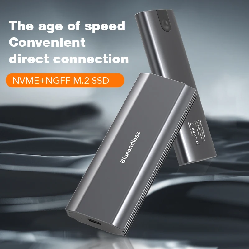 M.2 NVME/M.2 SATA SSD Enclosure M.2 NVME SATA Case Aluminum External SSD Enclosure for SATA and NVME