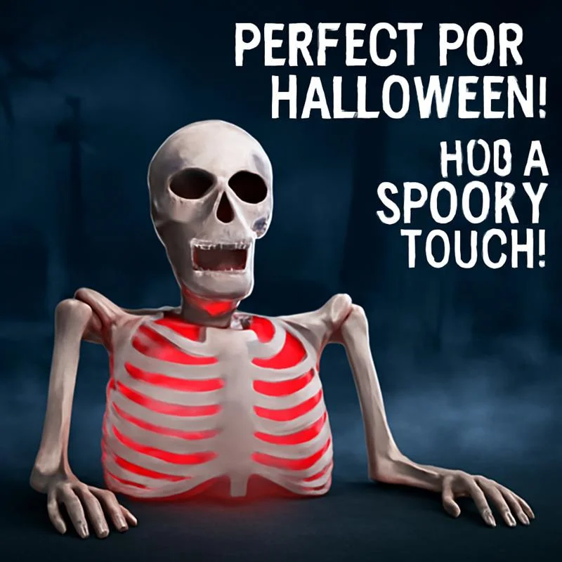 

Halloween Glowing Skeleton Skull With Colorful Lights, Haunted House Decoration, Creepy Outdoor Prop For Home Holiday Decor