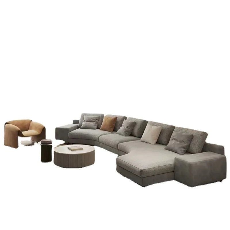 أريكة زاوية منحنية بسيطة إيطالية رائجة البيع، فيلا كبيرة ذات أرضية مسطحة لصالون التجميل وغرفة الاستقبال في قاعة الفندق #3