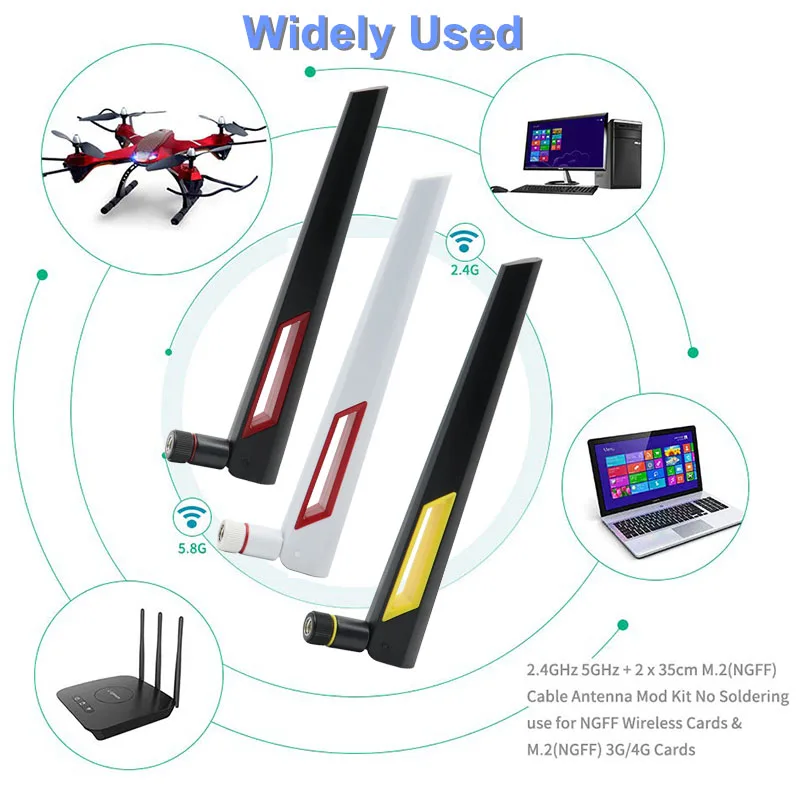 2.4G 5.8G WiFi Router External Antenna 12dbi High Gain Dual Band Amplifer WLAN Signal Booster RP-SMA for AC88U/68U