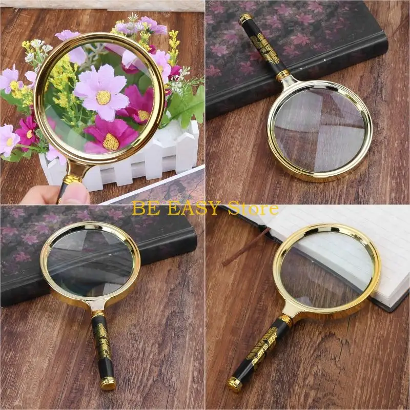 

E28F Shatterproof Glass Handheld Reading Magnifier 90MM Large Lens for Book Reading Classroom Science