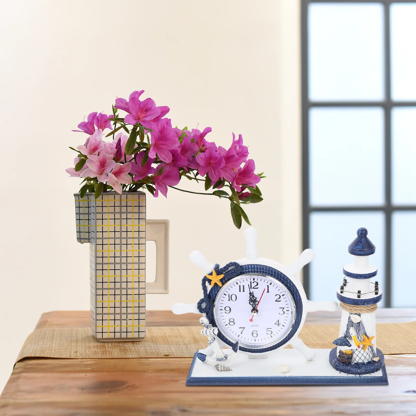 

Ocean Style Ornaments Mediterranean Clock Decor for Home Decorations Nautical Clocks Wall Coastal