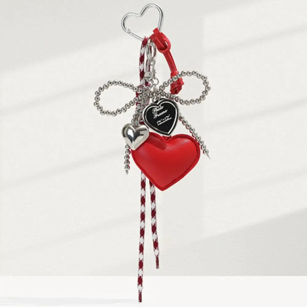 

Heart Bowknot Keychain Bag Hanging Decoration Weaving Rope DIY Charms Girl's Bag Pendant Accessories Keychain Decorative Hanging