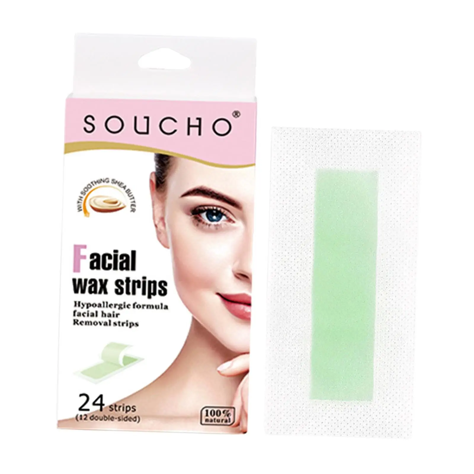 Facial Body Hair Removal Wax Strips 24pcs Cold Non Woven Paper for Women Bikini Lip Eyebrow Arm Leg Kit - view 2