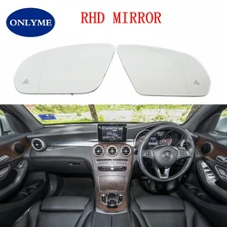 Car Led Warning Blind Spot Heated Mirror Glass for Mercedes-Benz C E S GLC Class W205 W222 W217 W213 W238 2015-2022 RHD