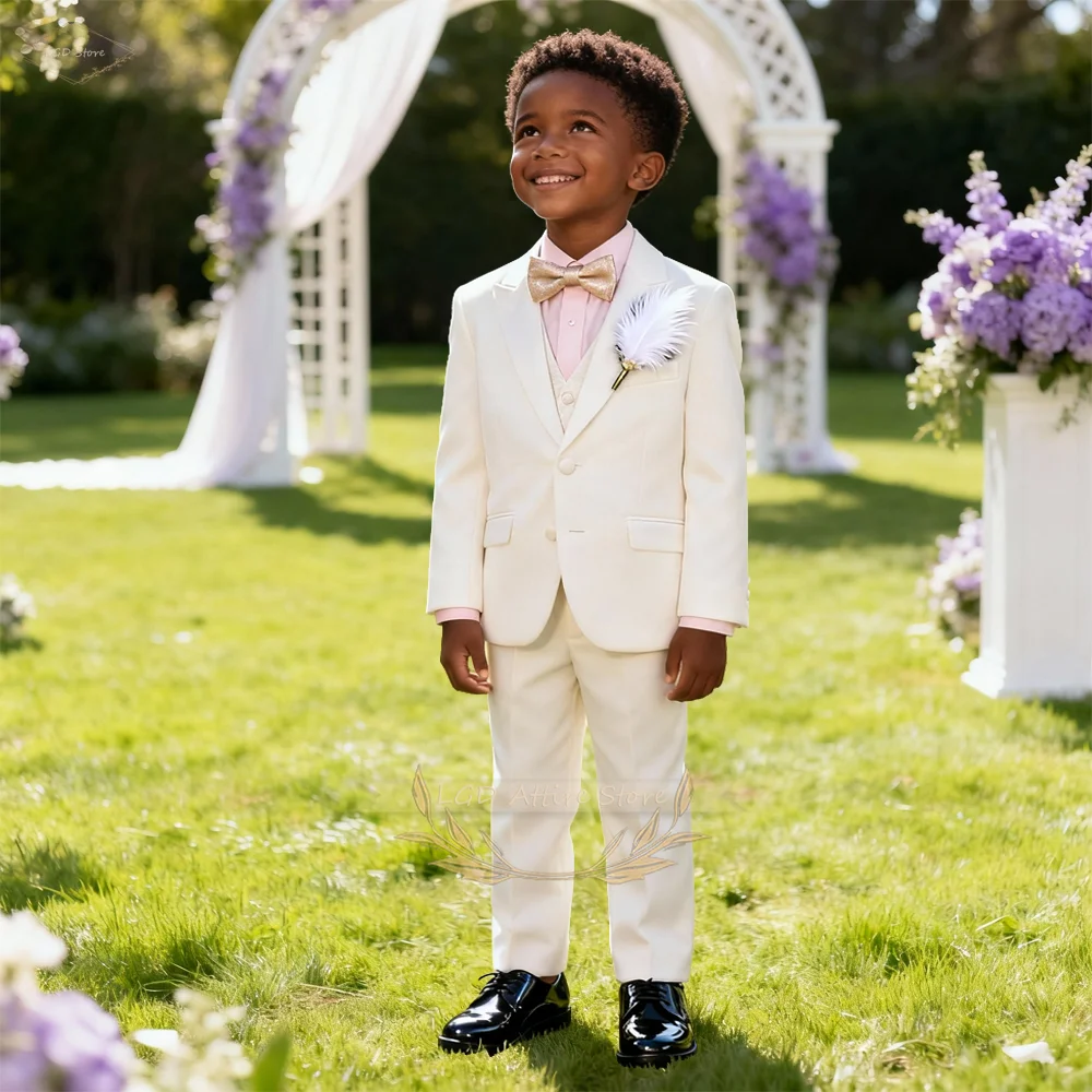 

Boys 3 Piece Exquisite Page Boy Gentleman Suit Blazer Vest Pants Formal Outfit for Wedding Party Ceremony