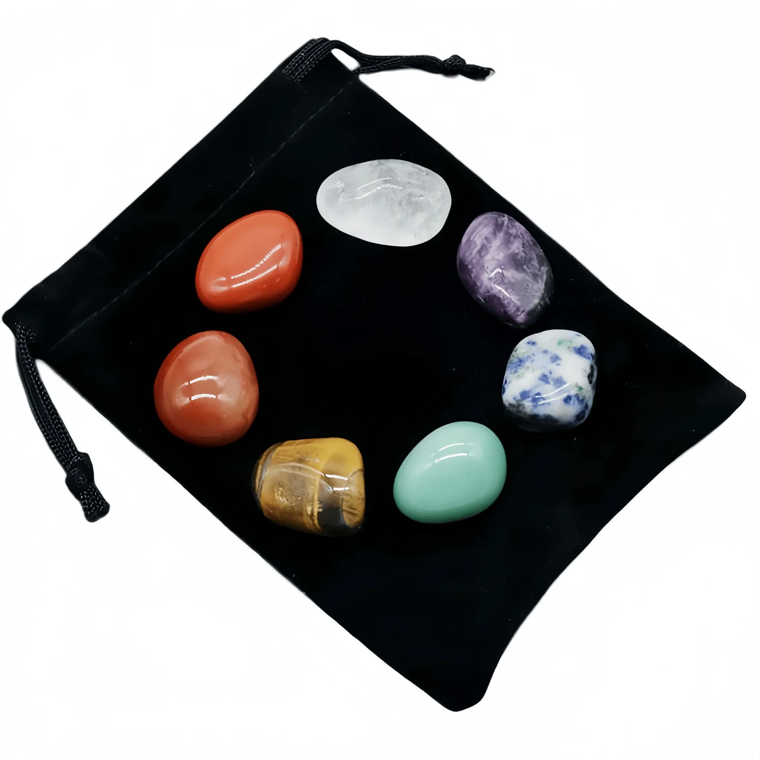 7Chakra Natural Crystal Quartz Stone Magnetic Spiritual Irregular Rolling Stone Set Suitable for Meditation Yoga Gift