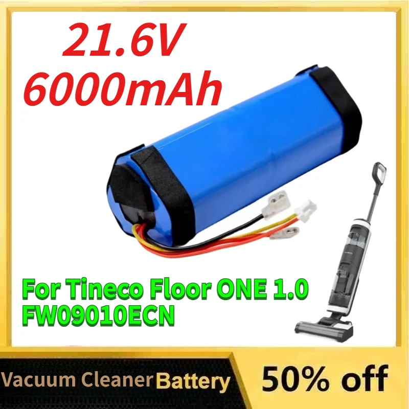 High Capacity 21.6V 6000mAh Vacuum Cleaner Replacement Battery for Tineco Floor ONE 1.0 FW09010ECN Breeze Cordless Wet Dry