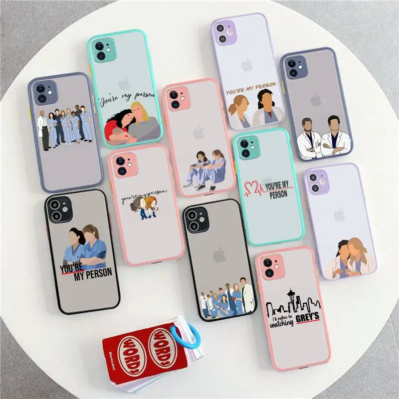 Greys Anatomy You Are My Person Phone Case for iPhone X XR XS 7 8 Plus 11 12 13 pro MAX 13mini Translucent Matte Shockproof Case