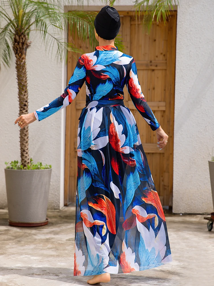 3/4PCS Summer Burkini Femmes Beach Floral Muslim Swimwear Swimsuit Women Burkini With Shawl, Quick Drying, UPF50+ image 4