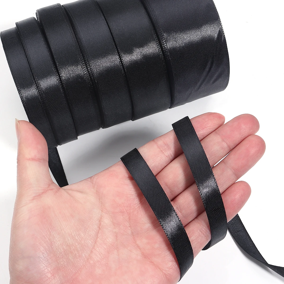 25Yards/Roll Black Satin Ribbons for Wedding Christmas Party Decorations DIY Bow Craft Ribbons Card Gifts Wrapping Supplies